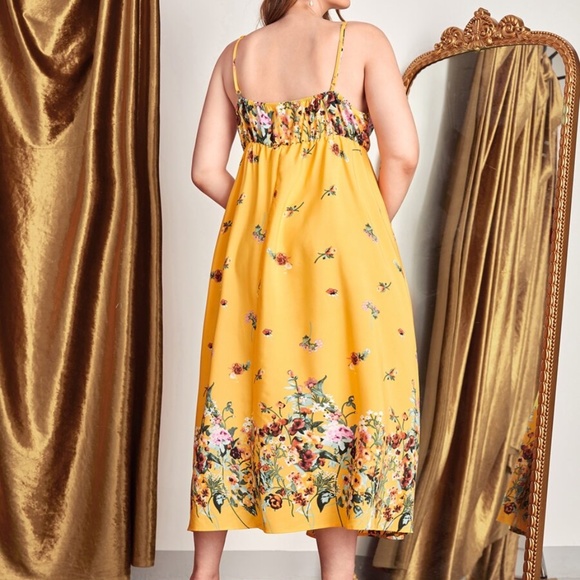 Boho Plus Navy Blue Floral Print Cami Maxi Dress - Picture 7 of 8